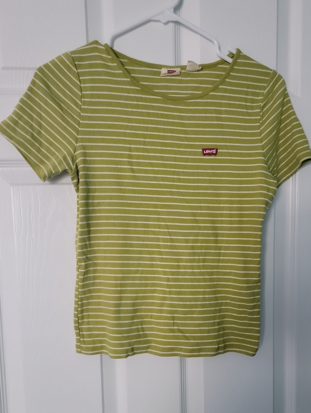 Levi's Olive Green & White Striped Tee